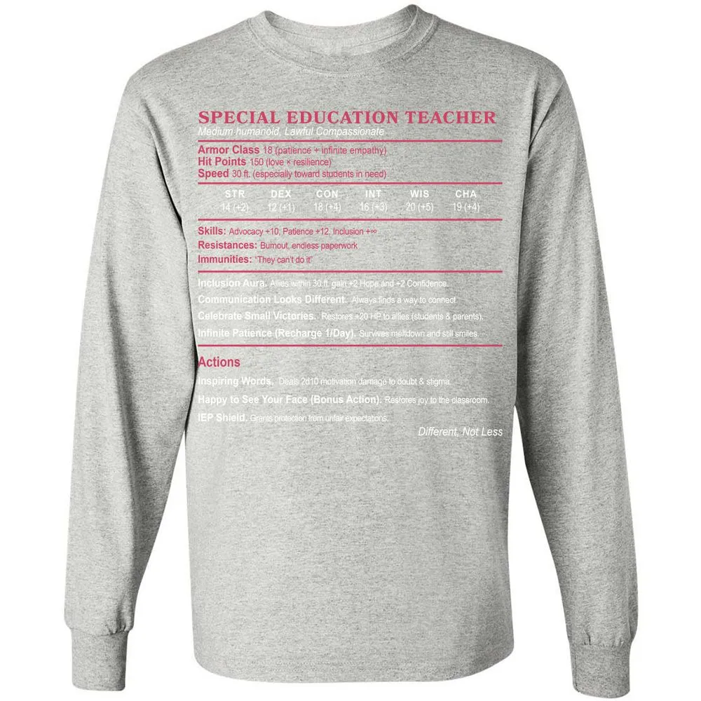 Special Education Teacher Long Sleeve T-Shirt - Ash - 7