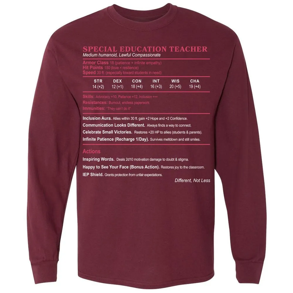 Special Education Teacher Long Sleeve T-Shirt - Maroon - 11