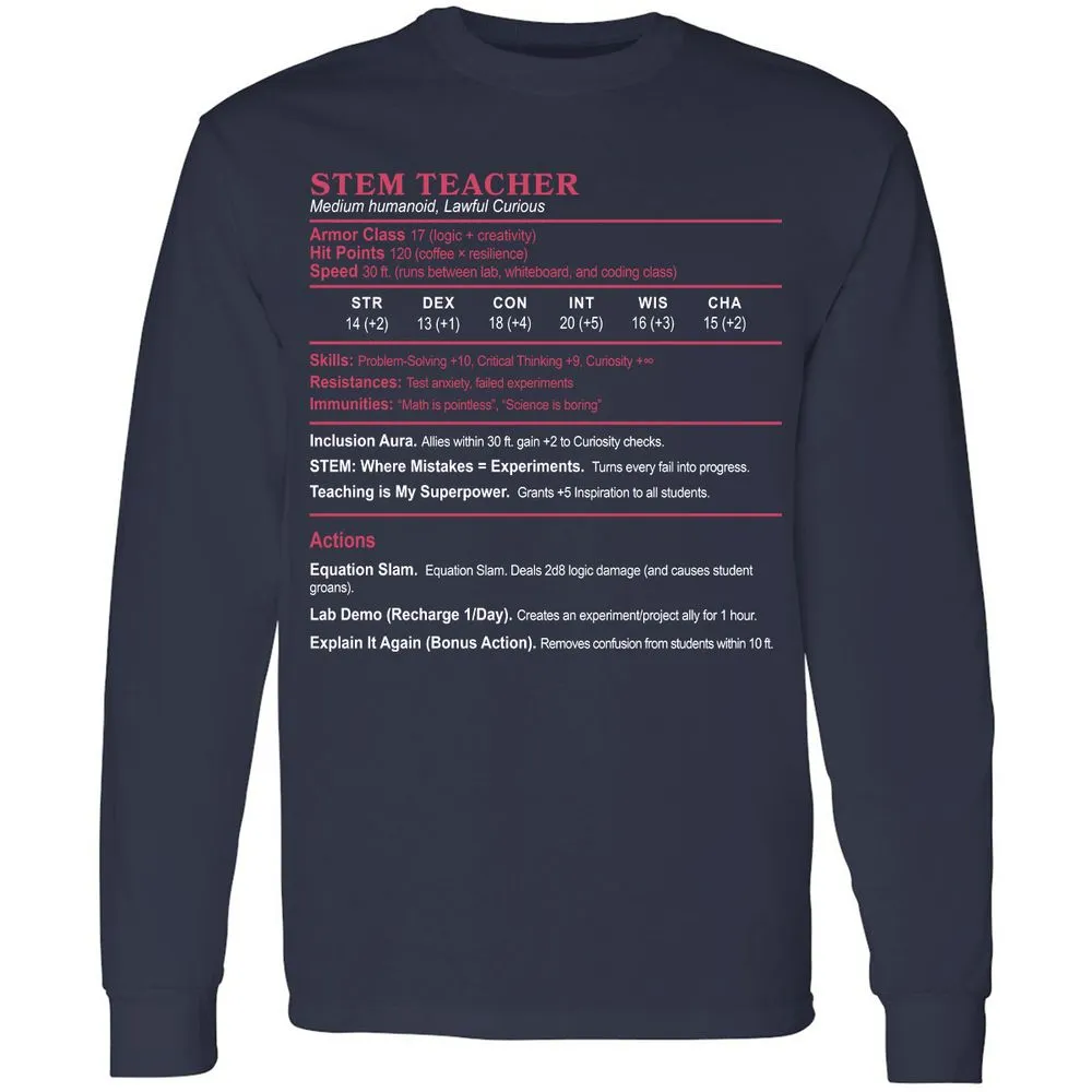 STEM TEACHER Long Sleeve T-Shirt - Navy - 2