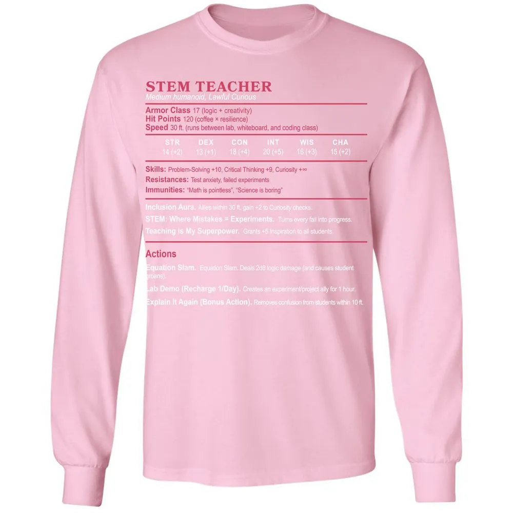 STEM TEACHER Long Sleeve T-Shirt - Light Pink - 3