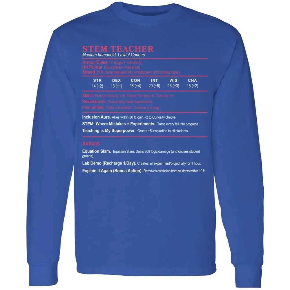 STEM TEACHER Long Sleeve T-Shirt - Royal - 8