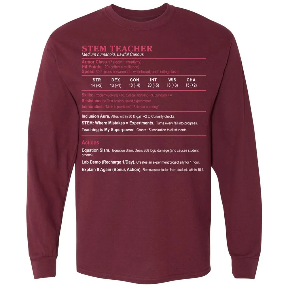 STEM TEACHER Long Sleeve T-Shirt - Maroon - 11