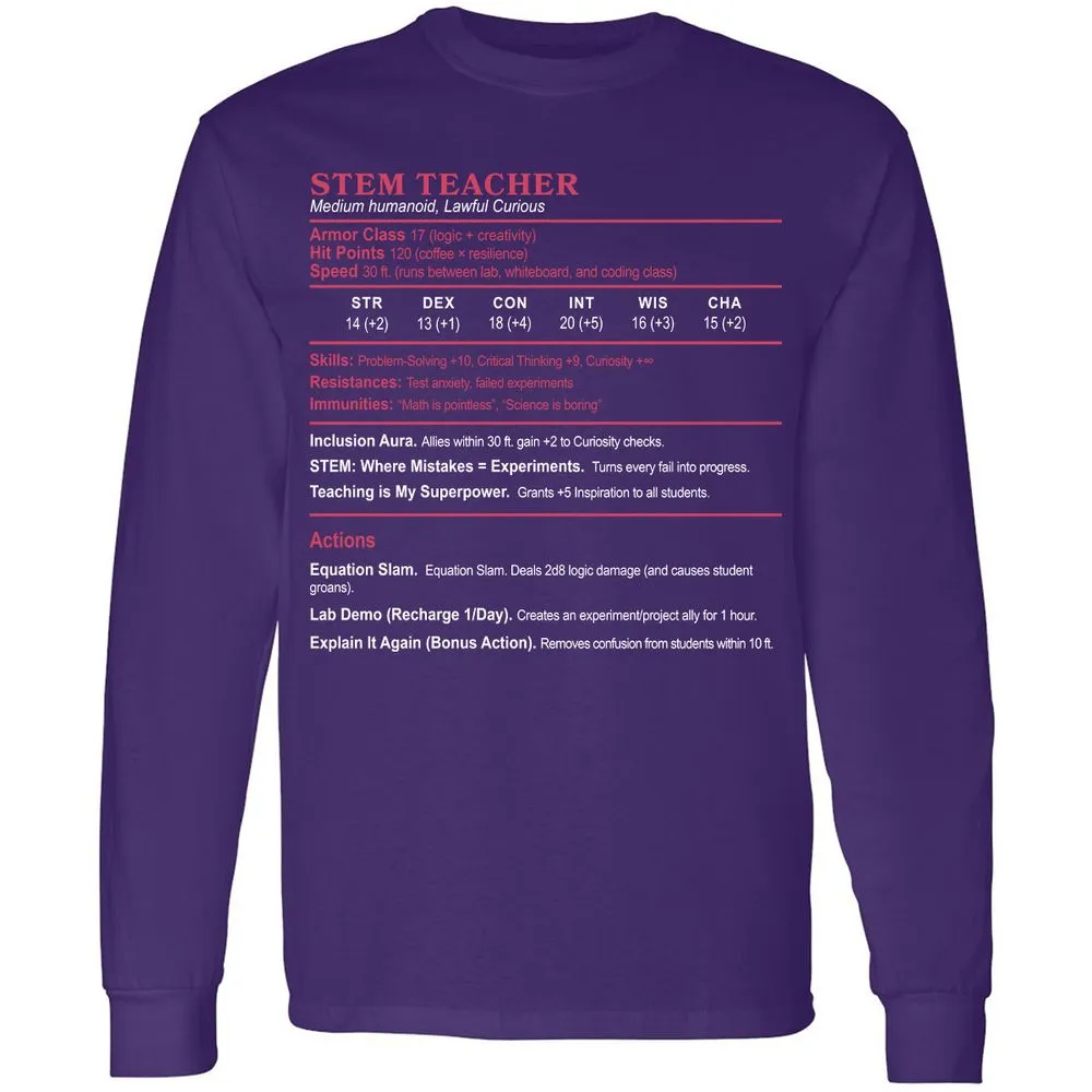 STEM TEACHER Long Sleeve T-Shirt - Purple - 13