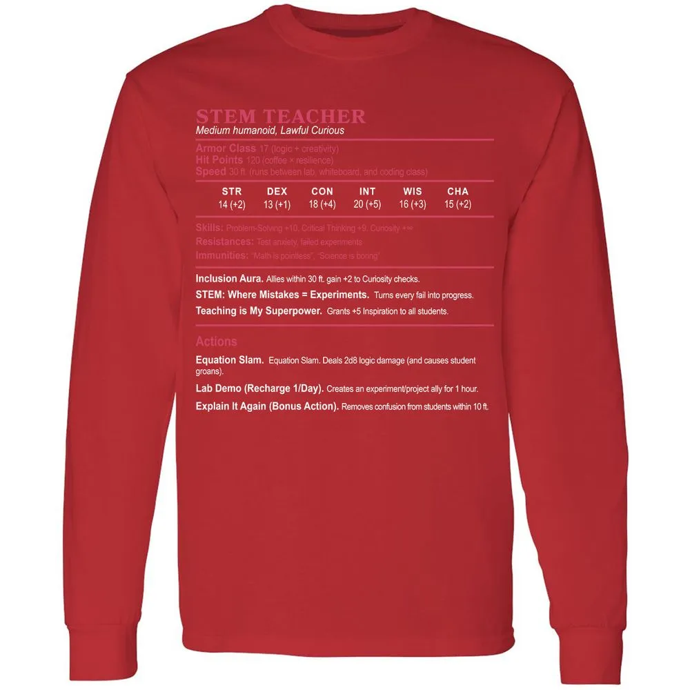 STEM TEACHER Long Sleeve T-Shirt - Red - 14