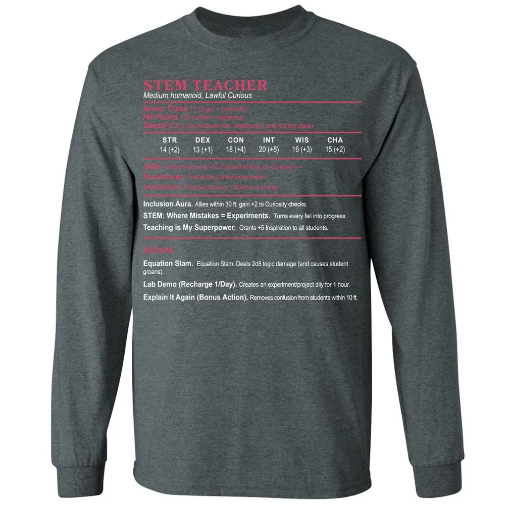 STEM TEACHER Long Sleeve T-Shirt - Dark Heather - 15
