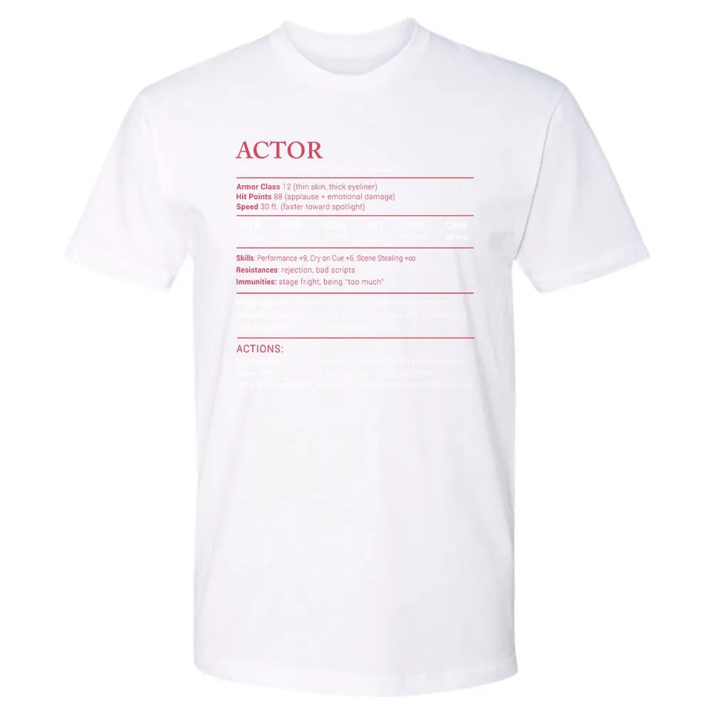 Actor Stats Premium Unisex T-Shirt - White - 4