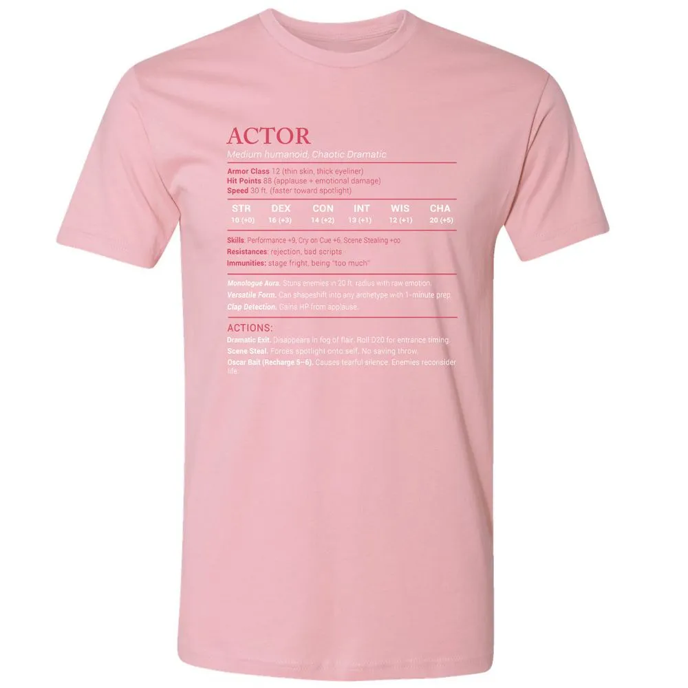 Actor Stats Premium Unisex T-Shirt - Light Pink - 3