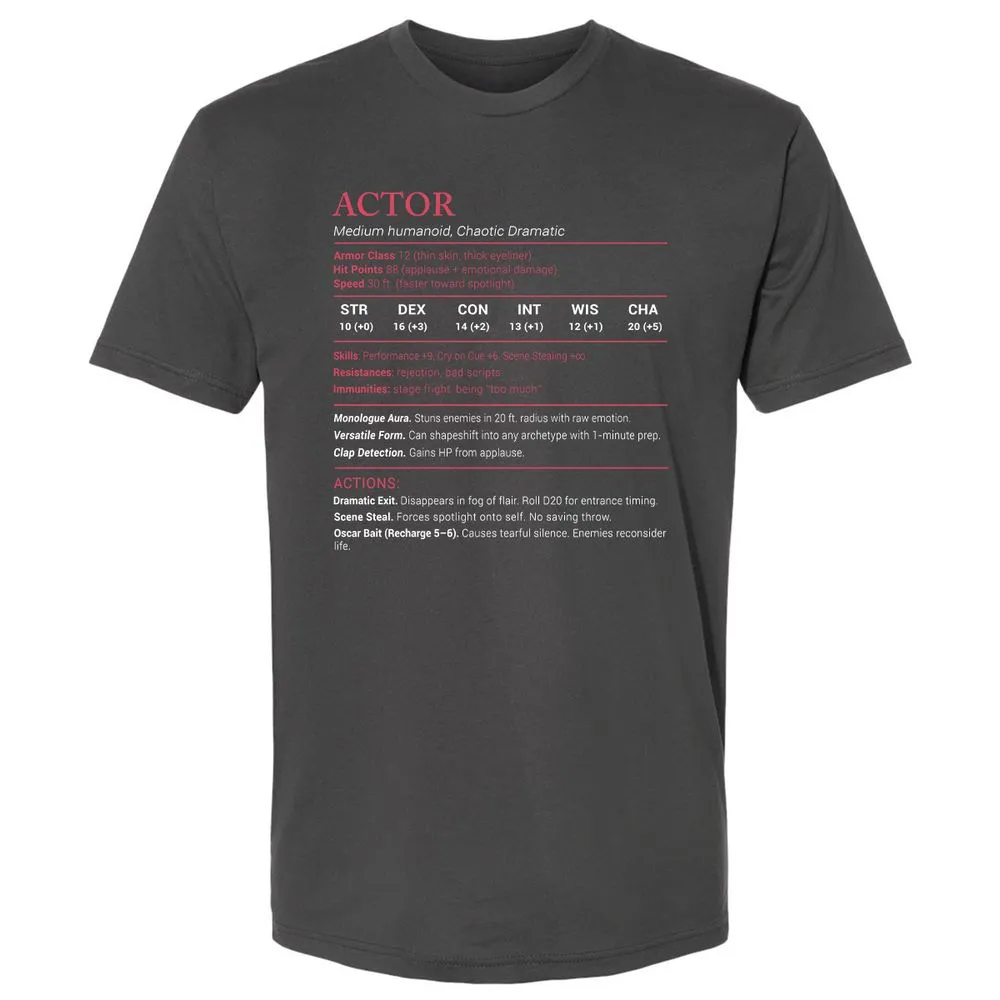 Actor Stats Premium Unisex T-Shirt - Heavy Metal - 8