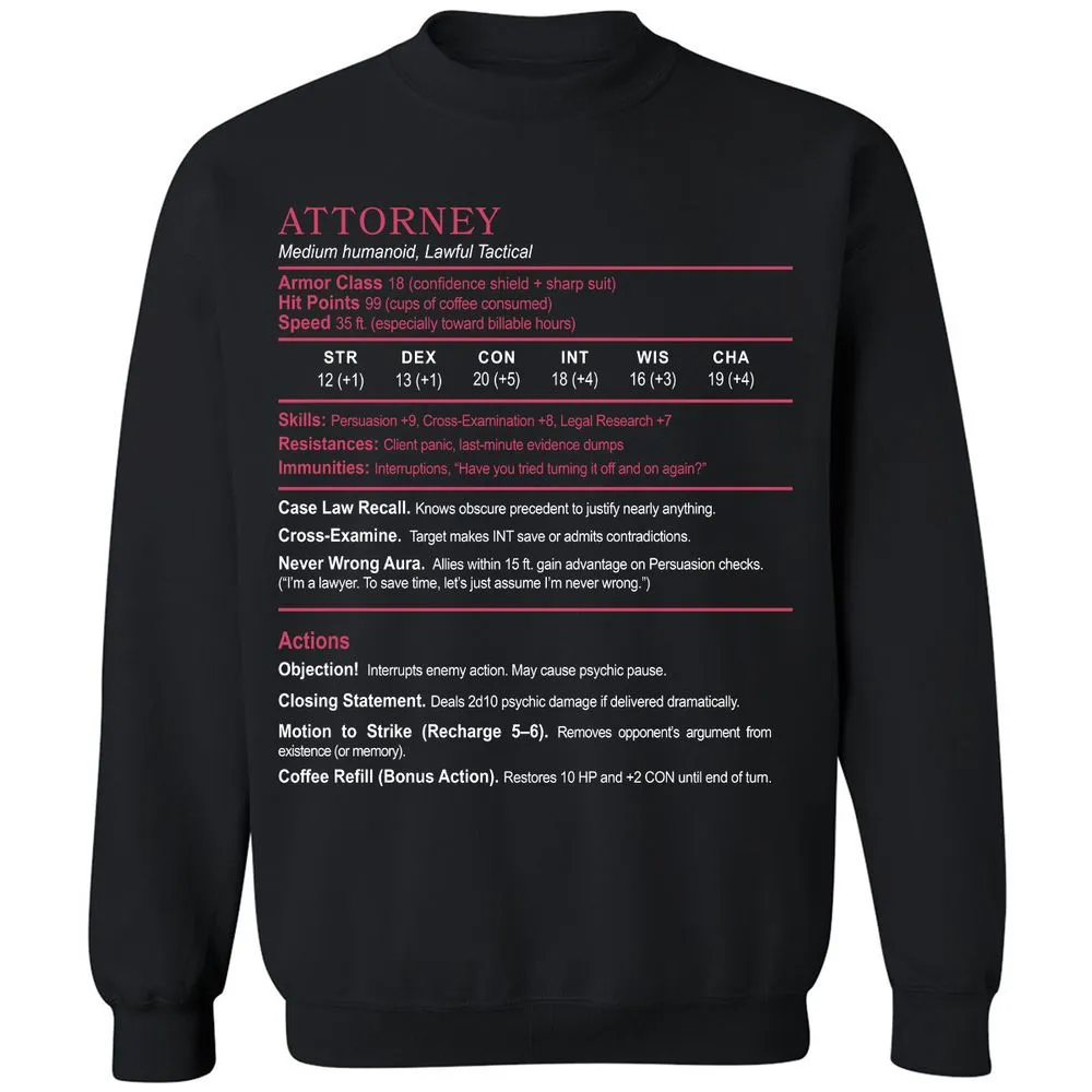 Attorney Classic Unisex Sweatshirt - Black - 1