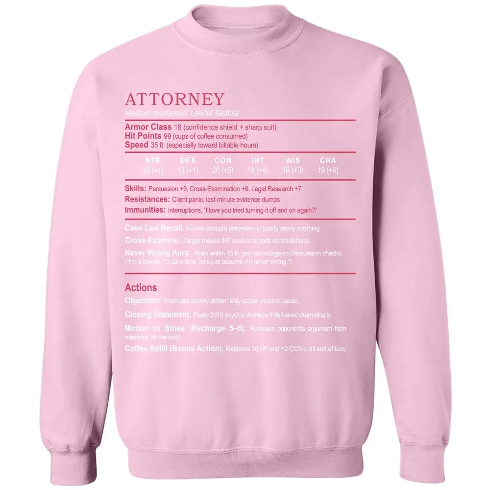 Attorney Classic Unisex Sweatshirt - Light Pink - 3
