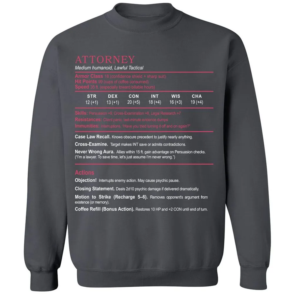 Attorney Classic Unisex Sweatshirt - Charcoal - 7