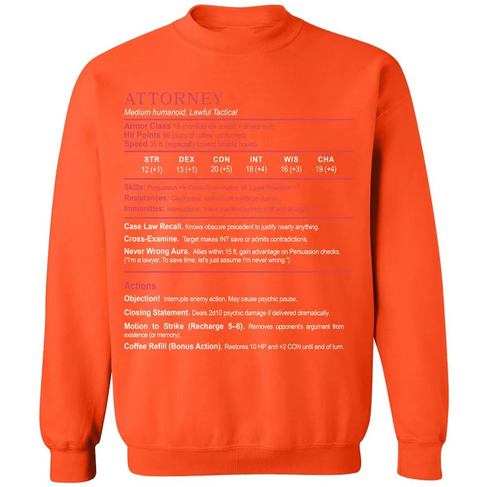 Attorney Classic Unisex Sweatshirt - Orange - 10
