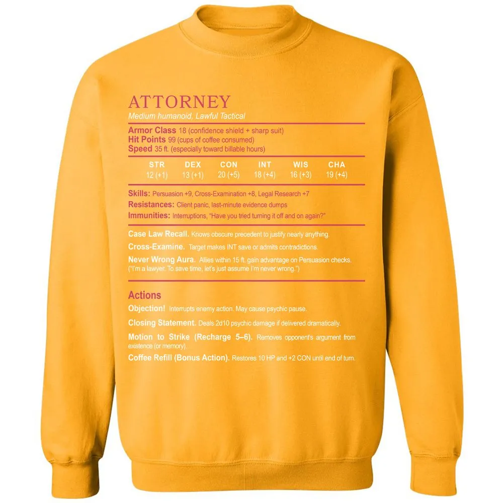 Attorney Classic Unisex Sweatshirt - Gold - 11