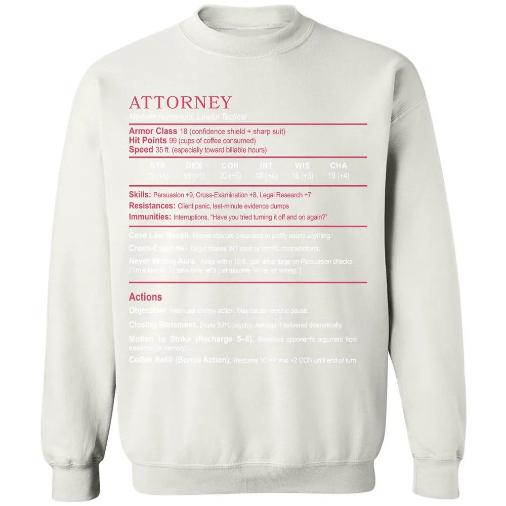 Attorney Classic Unisex Sweatshirt - White - 12