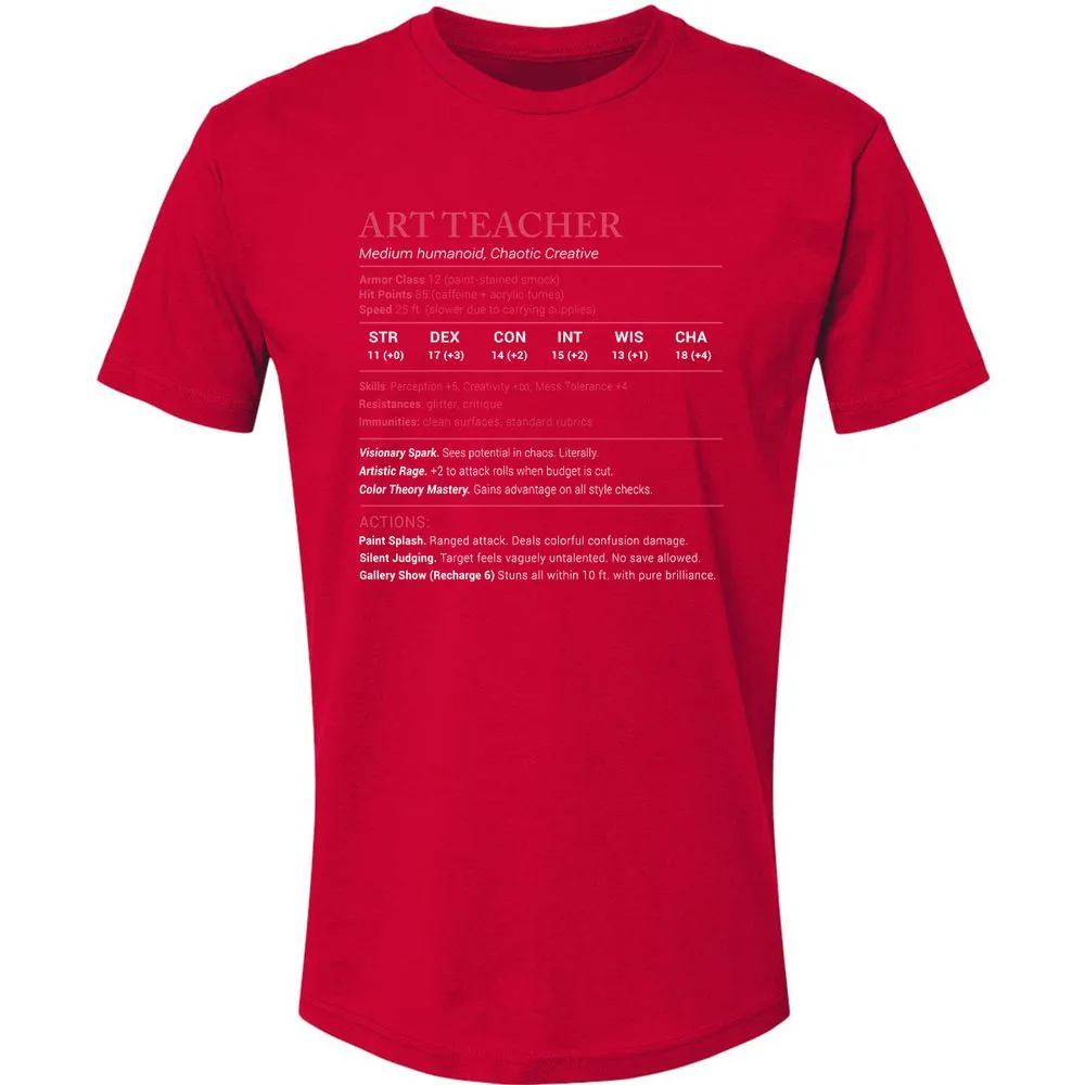Art Teacher Stats Premium Unisex T-Shirt - Red - 6