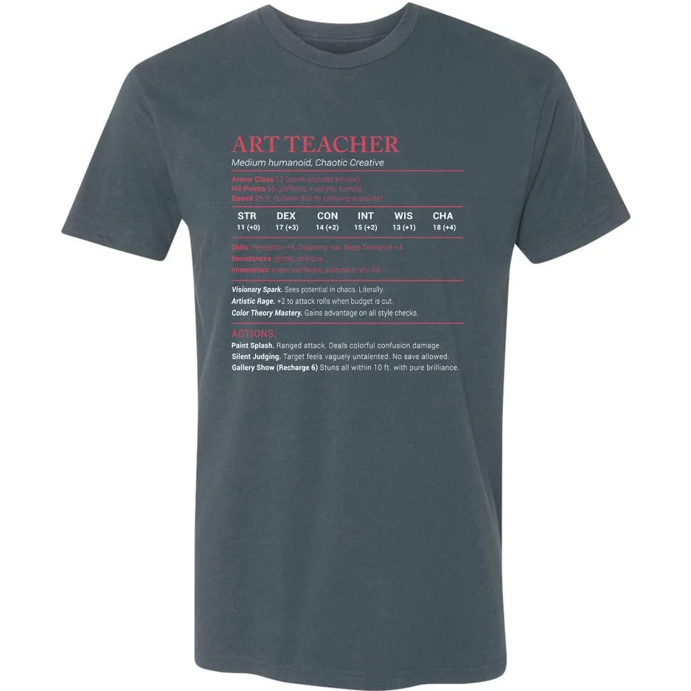 Art Teacher Stats Premium Unisex T-Shirt - Indigo - 15
