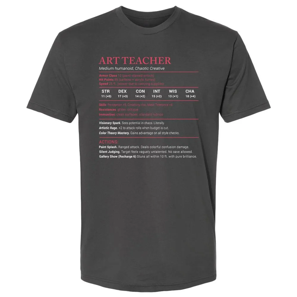 Art Teacher Stats Premium Unisex T-Shirt - Heavy Metal - 8