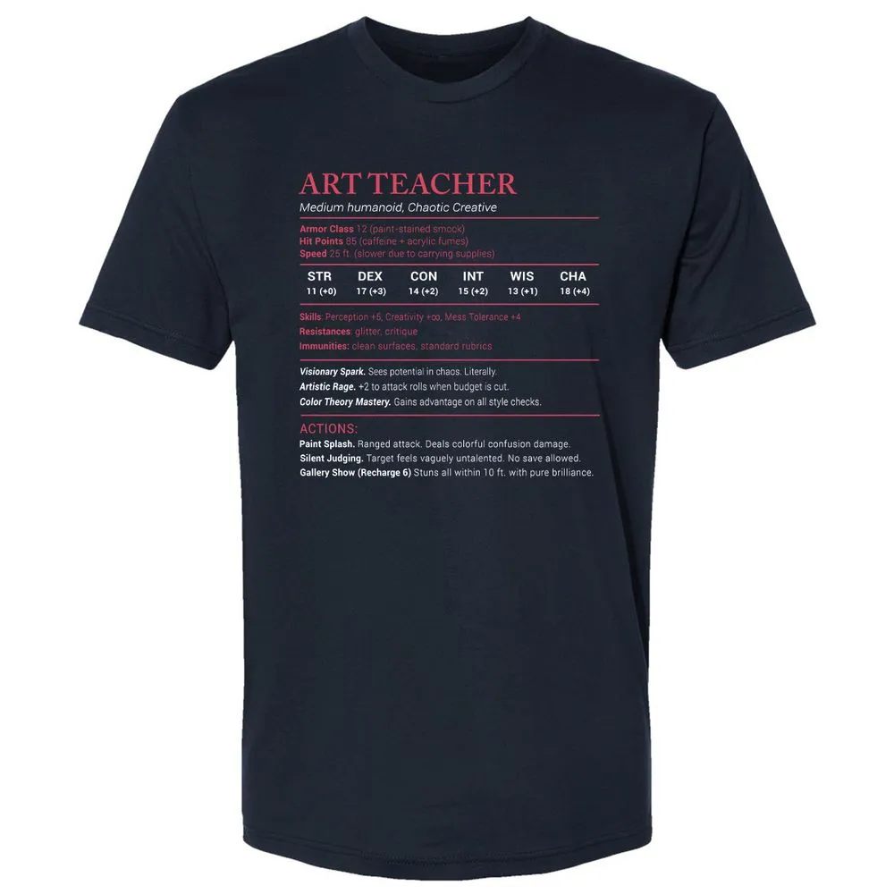 Art Teacher Stats Premium Unisex T-Shirt - Midnight Navy - 2