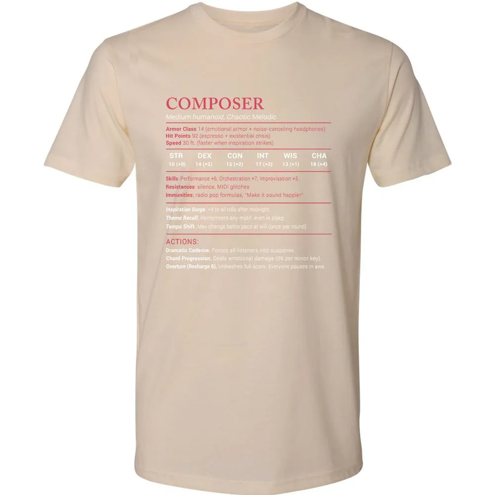 Composer Stats Premium Unisex T-Shirt - Cream - 14