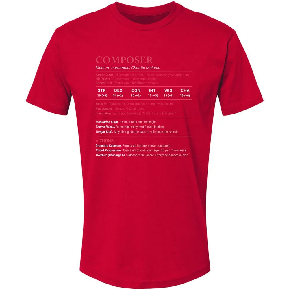 Composer Stats Premium Unisex T-Shirt - Red - 6