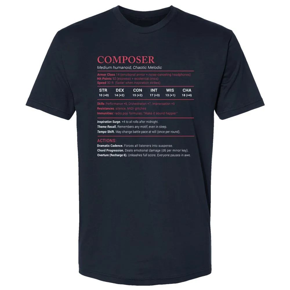 Composer Stats Premium Unisex T-Shirt - Midnight Navy - 2