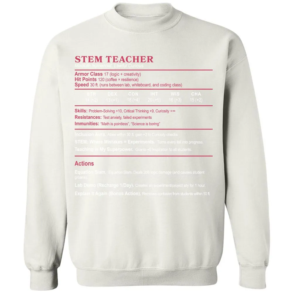 STEM TEACHER Classic Unisex Sweatshirt - White - 12