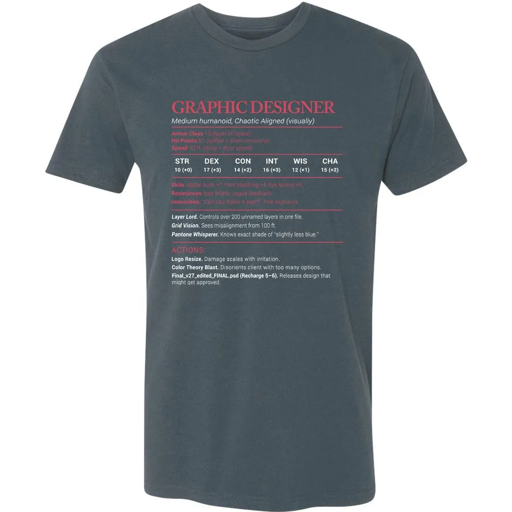 Graphic Designer Stats Premium Unisex T-Shirt - Indigo - 15
