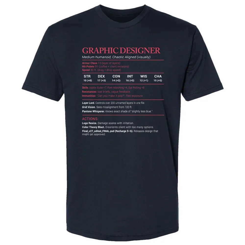 Graphic Designer Stats Premium Unisex T-Shirt - Midnight Navy - 2