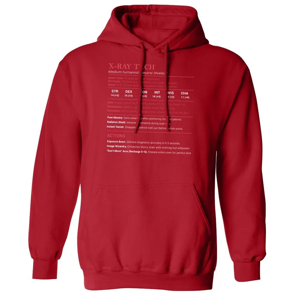 X-ray Tech Stats Classic Unisex Hoodie - Red - 5