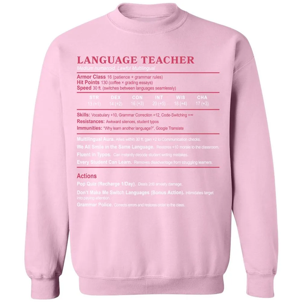 Language Teacher Classic Unisex Sweatshirt - Light Pink - 3