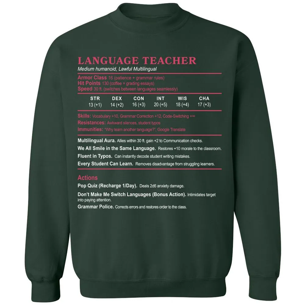 Language Teacher Classic Unisex Sweatshirt - Forest Green - 4