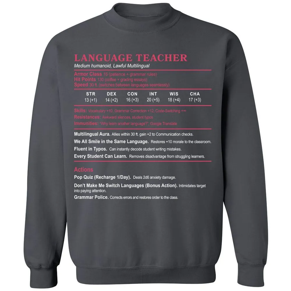 Language Teacher Classic Unisex Sweatshirt - Charcoal - 7