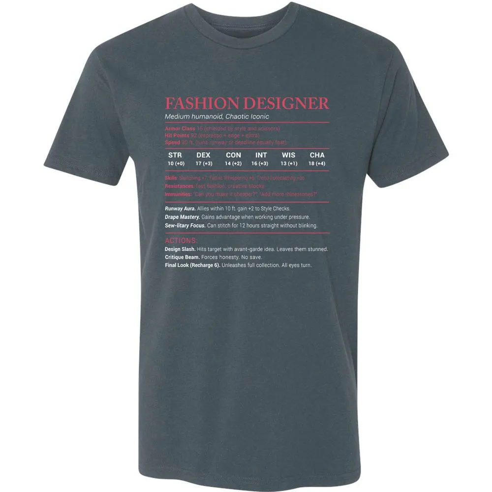 Fashion Designer Stats Premium Unisex T-Shirt - Indigo - 15