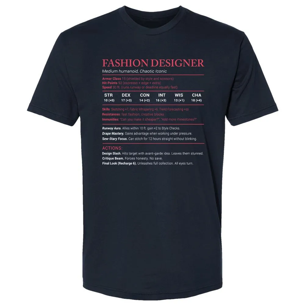 Fashion Designer Stats Premium Unisex T-Shirt - Midnight Navy - 2