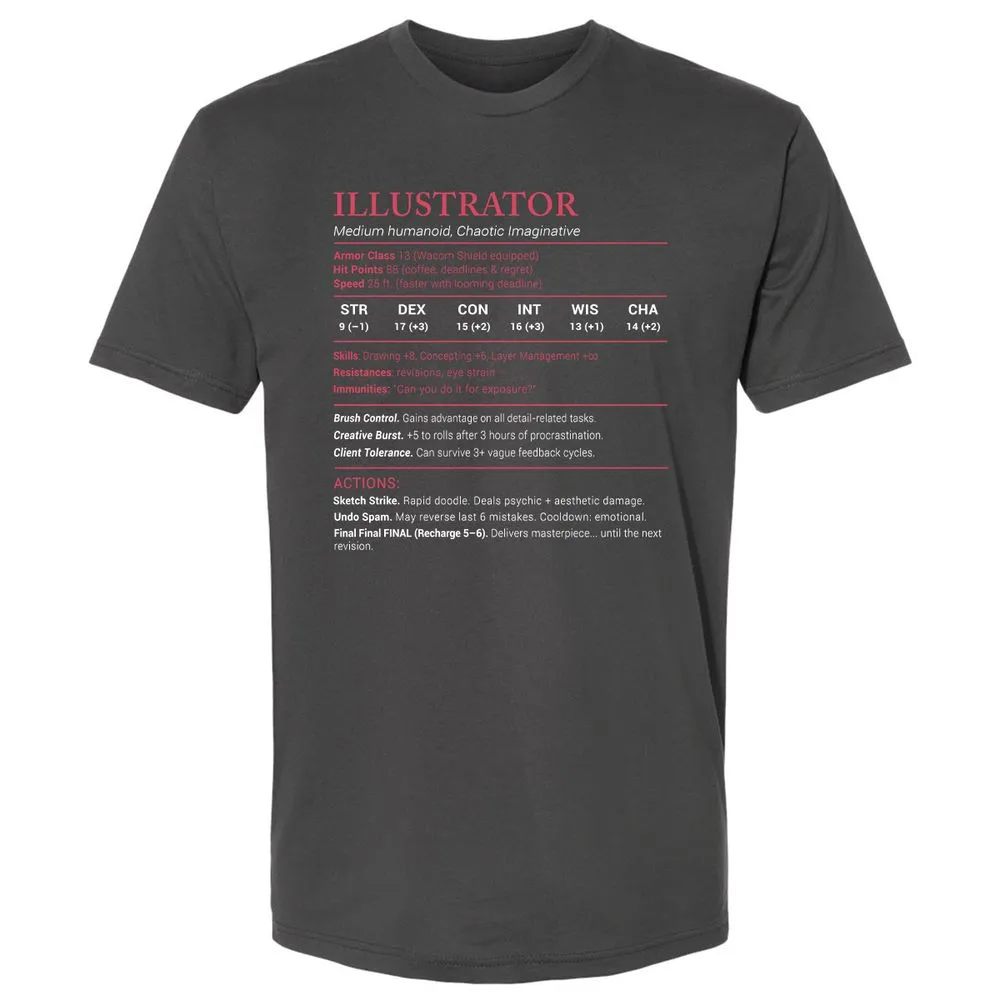 Illustrator Stats Premium Unisex T-Shirt - Heavy Metal - 8