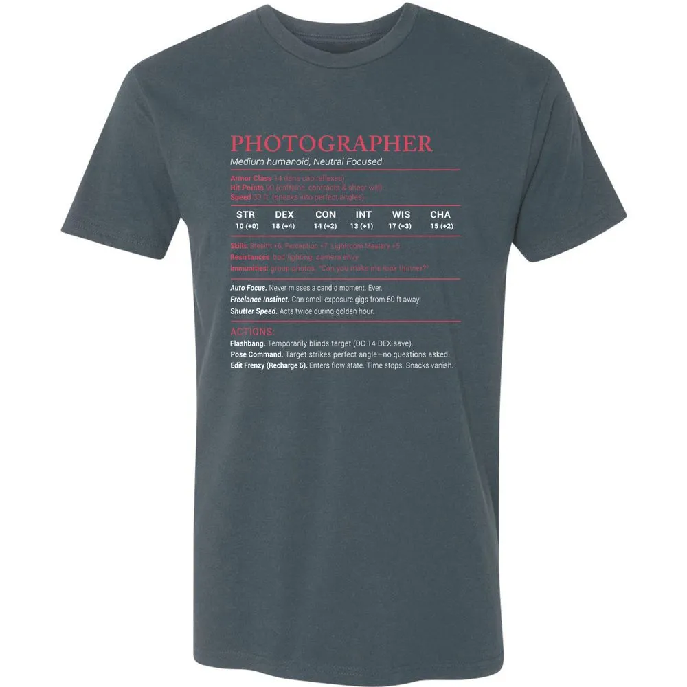 Photographer Stats Premium Unisex T-Shirt - Indigo - 15