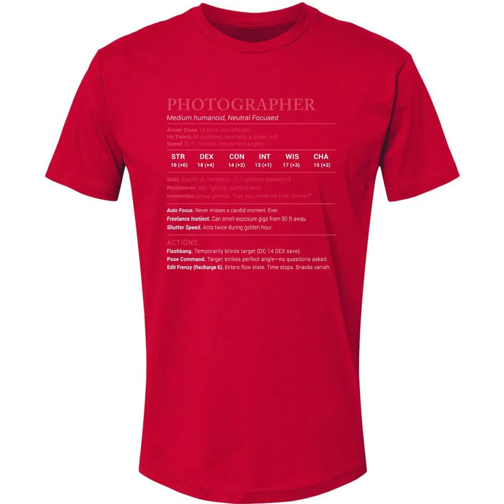 Photographer Stats Premium Unisex T-Shirt - Red - 6