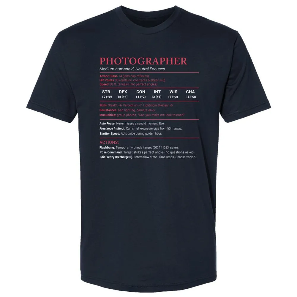 Photographer Stats Premium Unisex T-Shirt - Midnight Navy - 2
