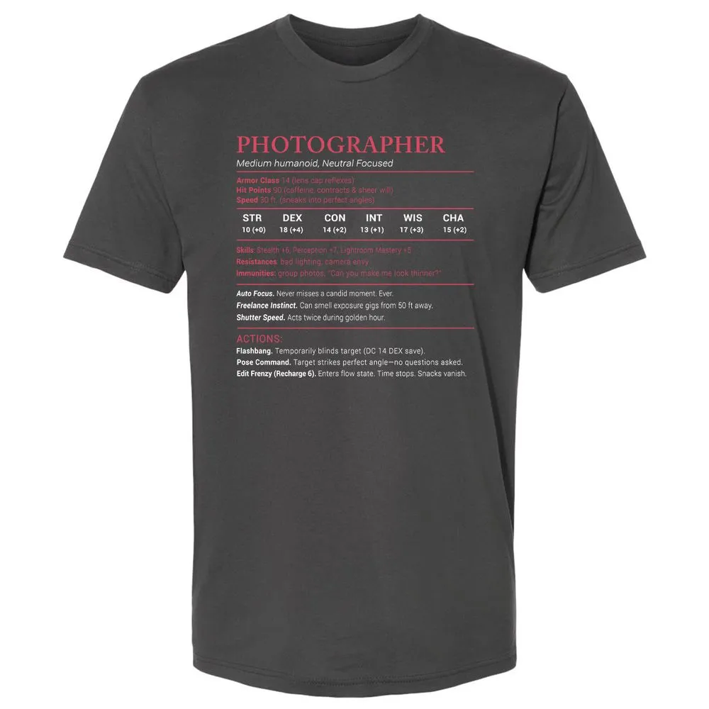 Photographer Stats Premium Unisex T-Shirt - Heavy Metal - 8