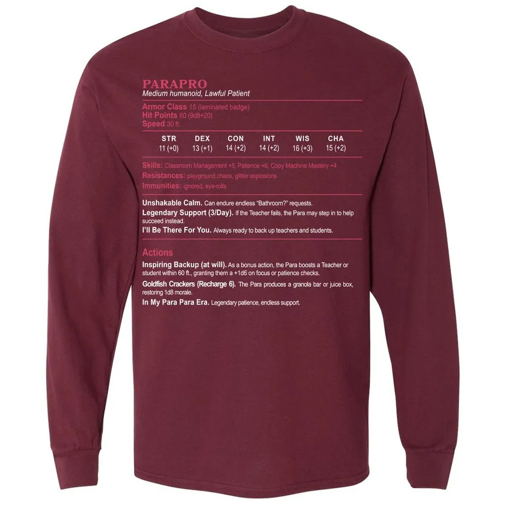 para Long Sleeve T-Shirt - Maroon - 11
