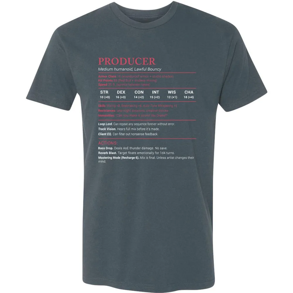 Producer Stats Premium Unisex T-Shirt - Indigo - 15