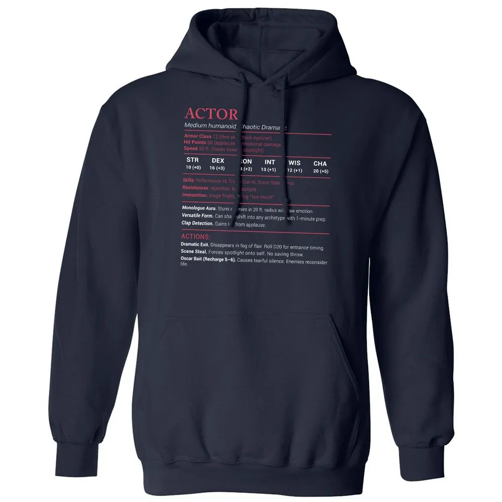Actor Stats Classic Unisex Hoodie - Navy - 2