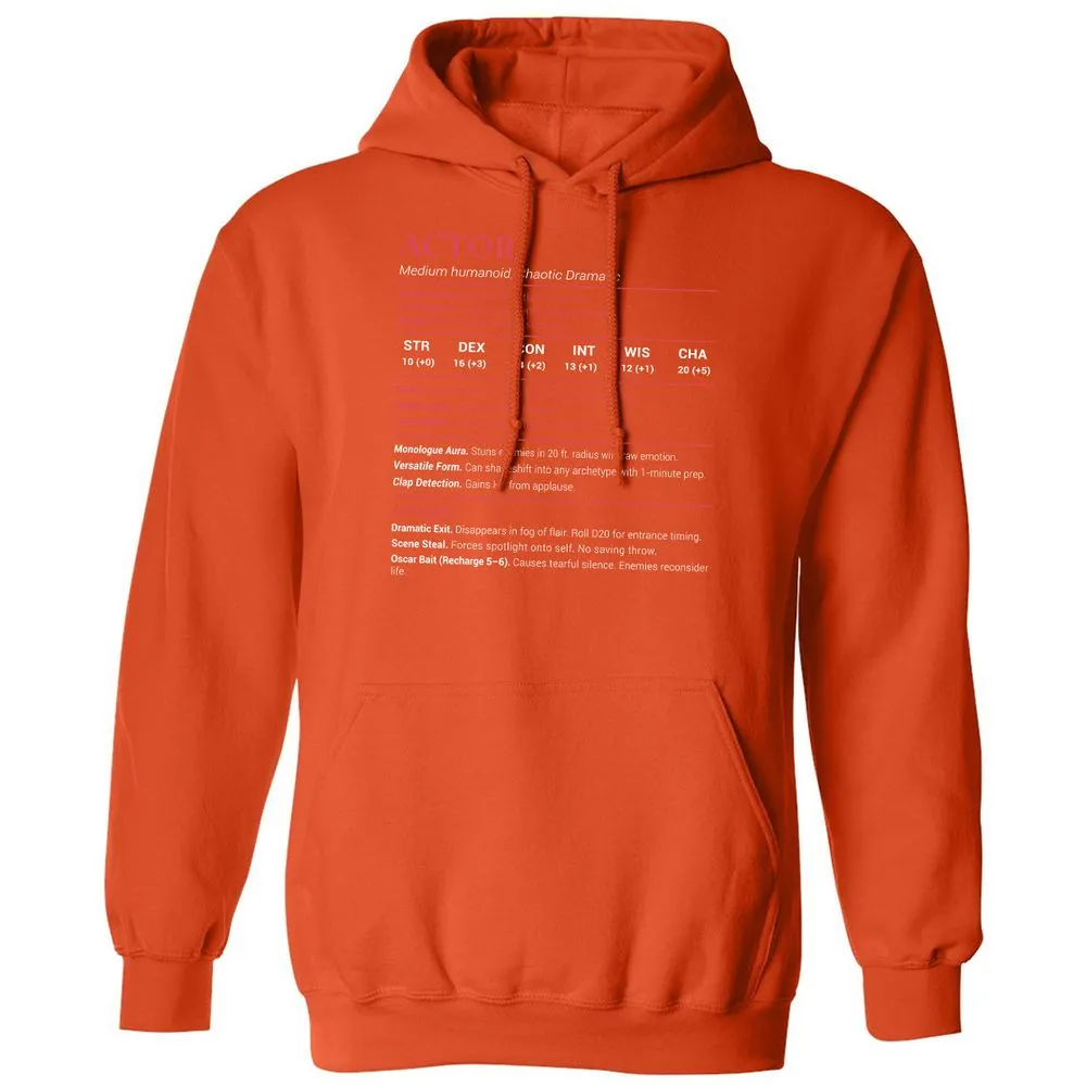 Actor Stats Classic Unisex Hoodie - Orange - 10