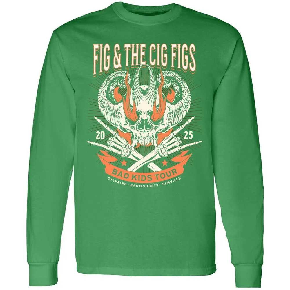 Fig and the Cig Figs, Dimension 20 Long Sleeve T-Shirt - Irish Green - 10
