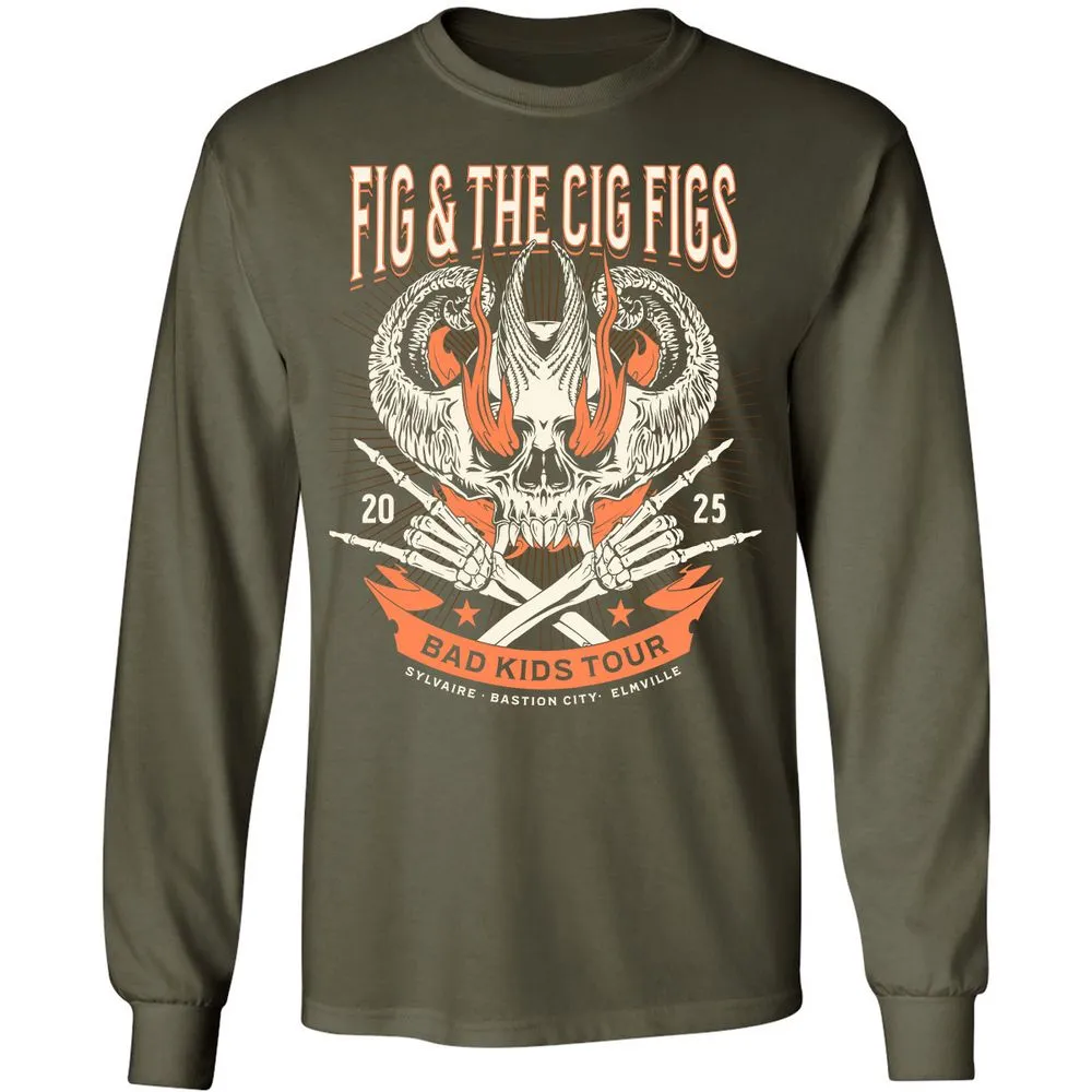 Fig and the Cig Figs, Dimension 20 Long Sleeve T-Shirt - Military Green - 16