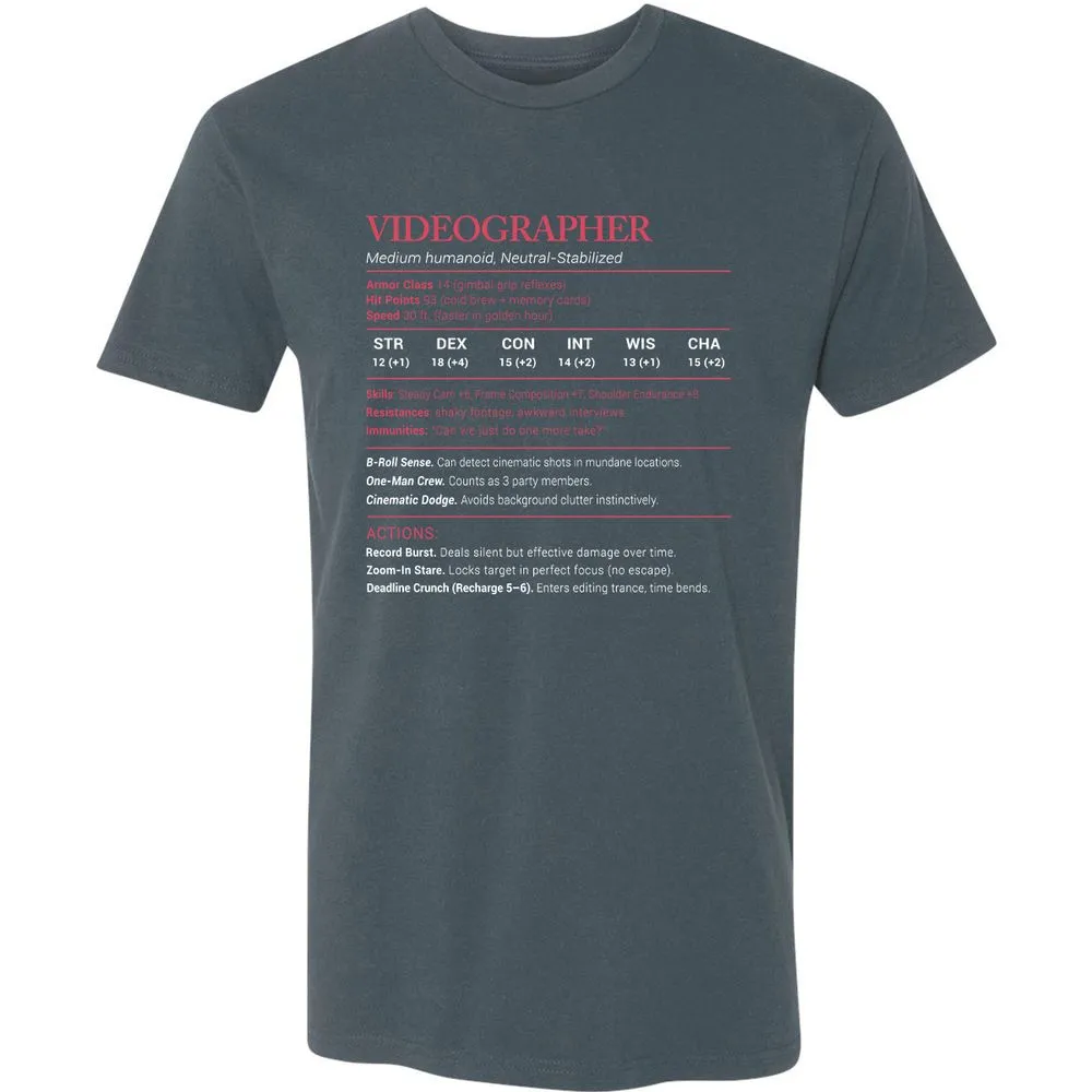 Videographer Stats Premium Unisex T-Shirt - Indigo - 15