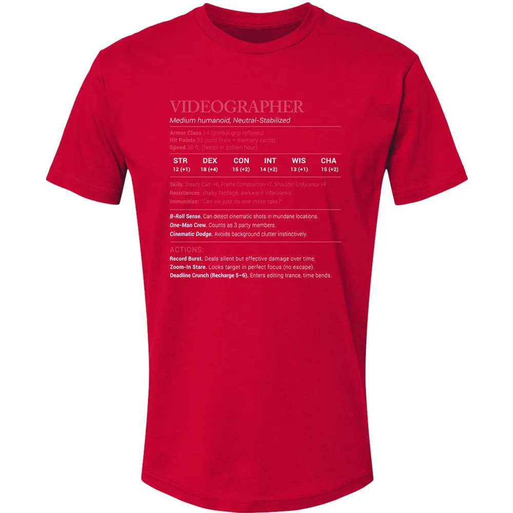 Videographer Stats Premium Unisex T-Shirt - Red - 6