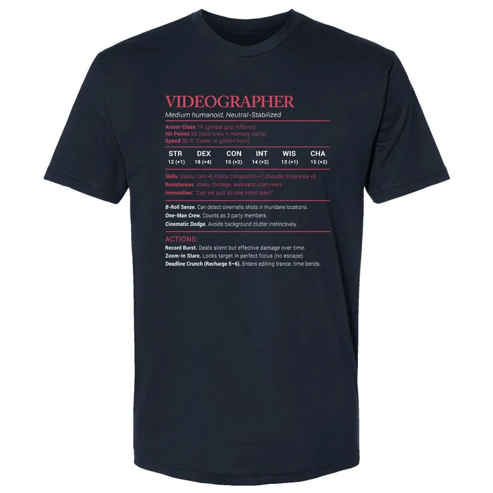Videographer Stats Premium Unisex T-Shirt - Midnight Navy - 2
