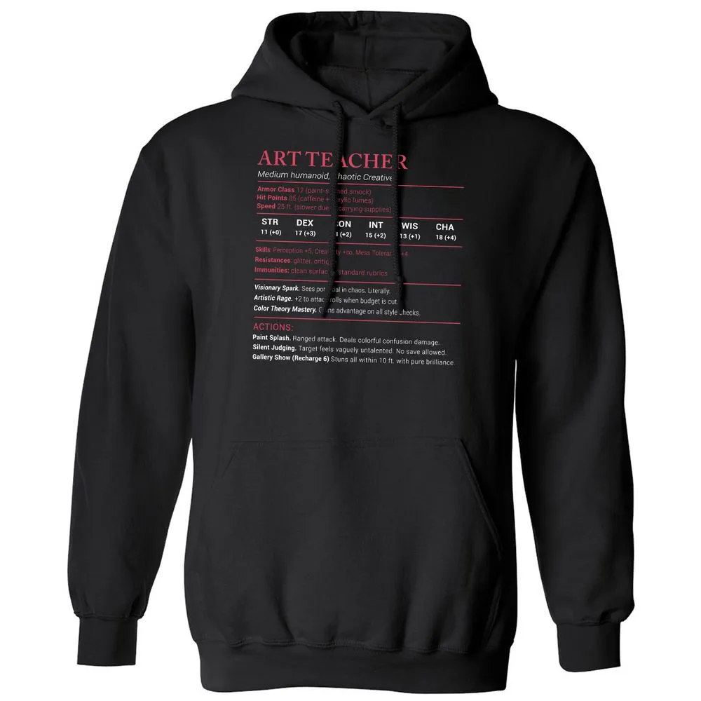 Art Teacher Stats Classic Unisex Hoodie - Black - 1
