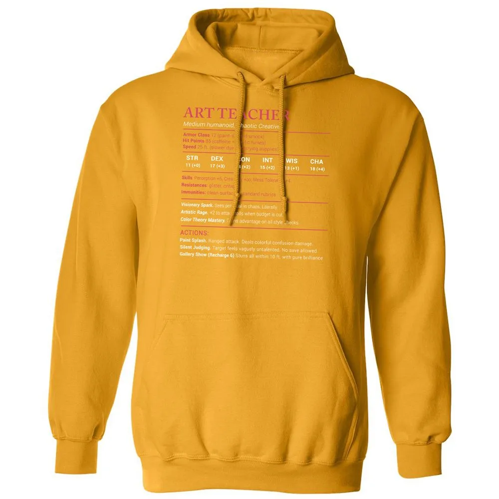 Art Teacher Stats Classic Unisex Hoodie - Gold - 12
